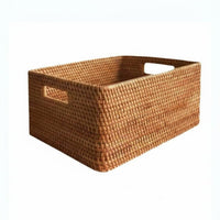 Woven Rattan Basket Multi-Purpose Rectangular Wicker Storage Container