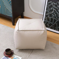 Soft Leather-Like Surface Upholstered Footrest Cube Multi-Functional Square Beanbag Stool Comfortable Pouf Ottoman Modern Design for Closedice Workers, Homeowners, Living Room, Entryway, By the Sofa, Playroom