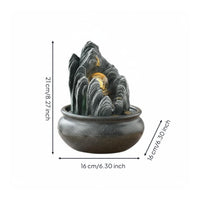Compact Design Desktop Water Fountain USB Powered Indoor Water Fountain with Light House Decoration for Living Room, Office, Meditation Space, Bedroom