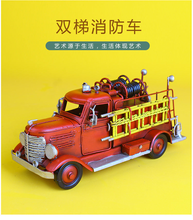 Antique Iron Fire Truck Model Ornament