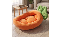 Veggie-Shaped Pet Bed Machine Washable Carrot Shaped Pet Cozy Bed for Cats, Kittens, Indoor, Living Room