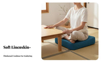 Removable and Washable Square Floor Cushion Linen Material Tatami Seat Cushion Natural Material for Living Room, Bedroom, Bay Window