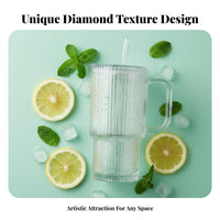Lidded Glass Cup with Straw Large Capacity Glass Tumbler with Handle Transparent Body Drinkware for Office Workers, Students, Home, Daily Use, Kitchen