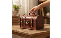 Wooden Storage Chest Portable Wooden Chest with Curved Lid Decorative Trunk Versatile Trunk with Hinged Top Practical