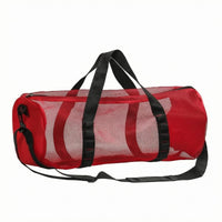 Zippered Mesh Duffel Bag Adjustable Shoulder Strap Cylindrical Travel Bag Carry Handles Strapping Loops