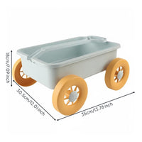 Safe Wheat Straw Beach Wagon Long-Lasting Sand Pull Cart Portable Rolling Toy Cart Spacious for Toddlers