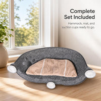 Semi-Circular Suction Cup Cat Hammock for Window, Thickened Sunbathing Perch with Mat
