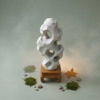 Natural Openings Taihu Stone Ornament Pale Gray Miniature Stone Decoration for Courtyard Scenes, Dollhouses