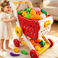 Role-Playing Toy Shopping Cart Toddler-Sized Play Shopping Cart Imaginative Trolley Smooth Rolling for Toddlers, Kids, Playroom