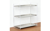 Stainless Steel Countertop Rack Versatile 3 Tier Acrylic Shelf Easy to Clean Desktop Cosmetic Organizer for Kitchen, Washroom