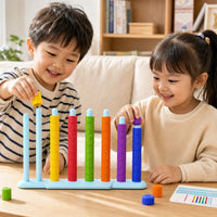 Colorful Rainbow Disc Stacking Game Fine Motor Color Matching Stacking Toy Safe Peg Board Toy with Cards Long-Lasting for Preschool