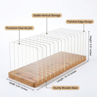 Desktop File Organizer with Acrylic Dividers, Wooden Desk Storage for Documents and Books, 8 Section Office Mail Sorter for Professionals