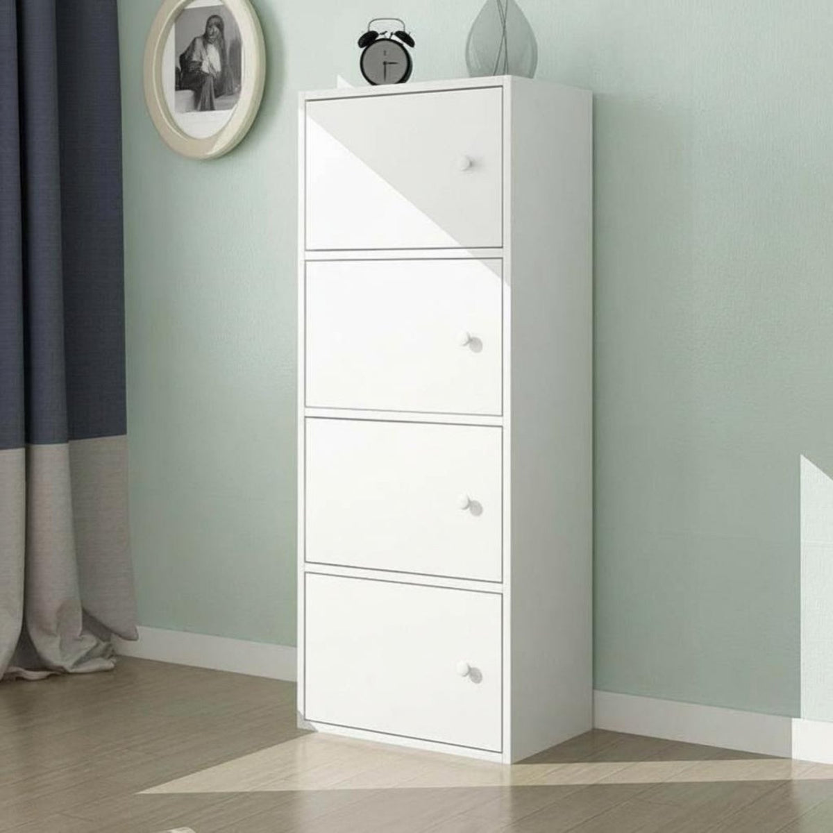 Dust-Proof Multi-Tier Compartment Multi-Compartment Tower Simple Assembly Multi-Compartment Storage Rack Large Capacity Bookshelf with Doors Versatile Design for Book Lovers, Apartment Dwellers, Office Workers, Study Room, Bedroom