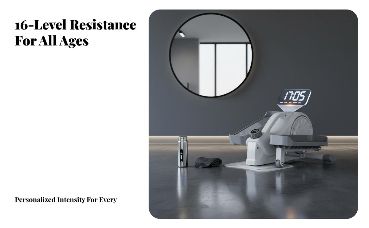 Resistance Mini Elliptical Machine Quiet Operation Mini Elliptical Exerciser Low Effect Seated Pedal Exerciser Forward & Backward Motion for Office Workers, Beginners, Seniors, Home
