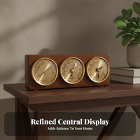 Needle Display Thermometer Hygrometer Air Pressure Gauge Gold Dial Analog Weather Station Temperature Humidity Pressure Indoor Analog Weather Gauge Compact