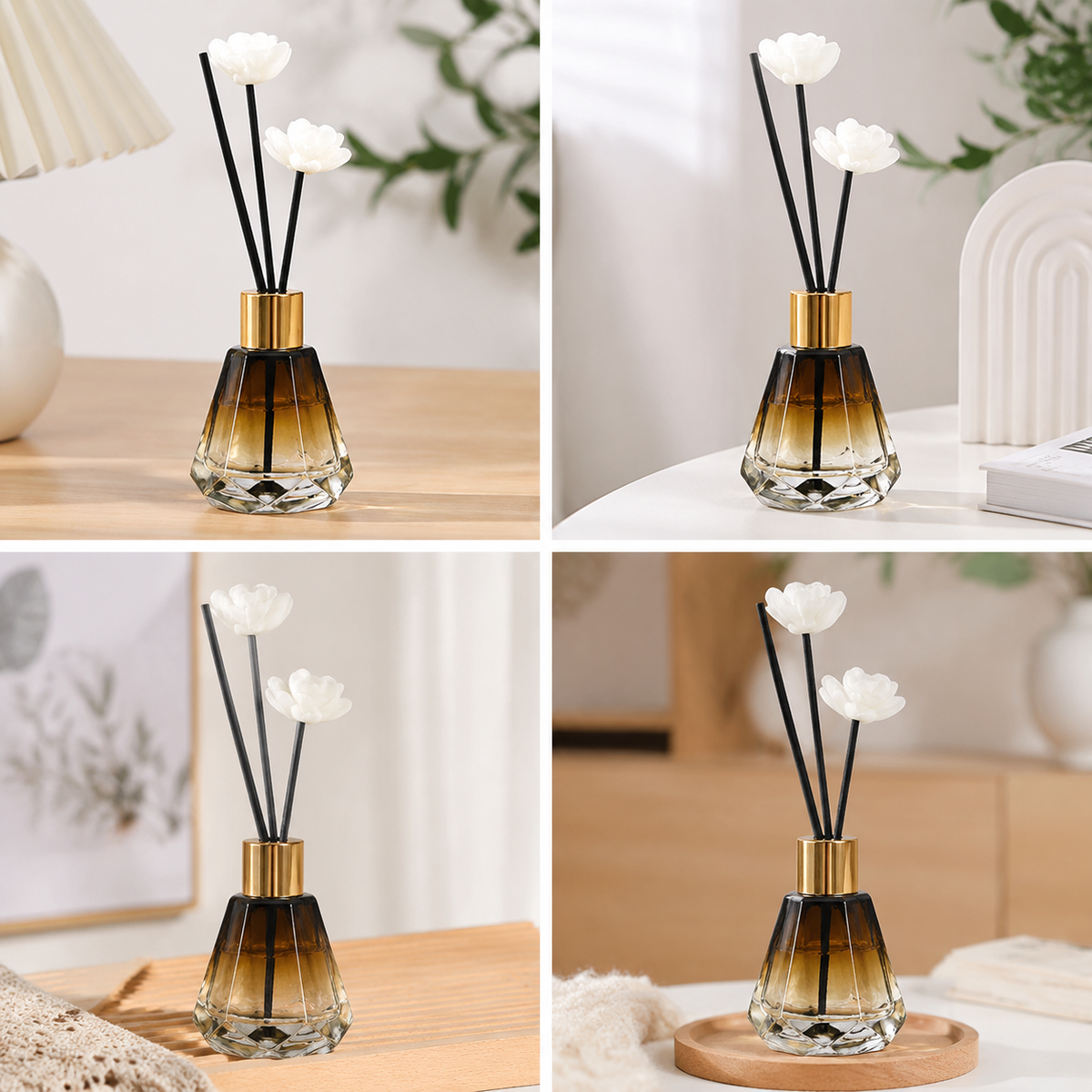 Diamond Glass Diffuser Bottle, Clear Empty Reed Diffuser Bottle for Home Bedroom Decor, Wholesale