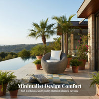 4-Piece Wicker Seating Set Weather-Withstandant 4-Piece Rounded Wicker Chat Set Water Outdoor Furniture for Adults, Balcony, Sunroom, Deck
