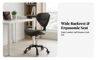 Cushioned Seat Adjustable Swivel Stool with Backrest Ergonomic Design Adjustable Low-Back Task Stool Rolling Casters Indoor Seating Easy to Clean for Salon Technicians, Office Workers, Reception Area, Study Room, Medical Facility, Workshop