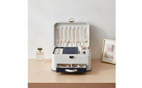 Jewelry Box Multi-Layer Jewelry Box with Mirror Large-Capacity Storage Case with Mirror for Bedside Table