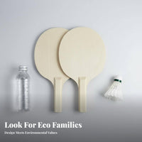 Wooden Paddleball Racket Indoor Outdoor Use Unpainted Wood Paddle Thickened Design Wooden Beach Paddle Set for Students, Beginners, Backyard, Park