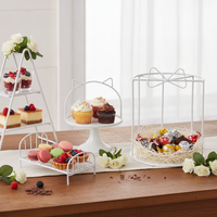 European Style White Iron Art Dessert Display Stand Cake Tray Afternoon Tea Pastry Rack