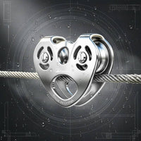 Double Axle Pulley Bearing Wheel Stainless Steel Pulley Heavy Duty Outdoor Gear for Climbers
