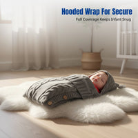Infant Hooded Sleeping Bag, Soft Knit, Button Closure, Warm Snuggle, Multi-Color, Newborn Blanket