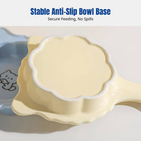 Ceramic Cat Bowl with Handle, Cartoon Pet Food Dish, Non-Slip Base, Cute Feeding Plate, Multi-Color Options