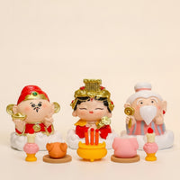 Cartoon Figure with Altar Compact Buddha Statue with Base Small Miniature Altar Set for Buddhists, Collectors, Desk, Office