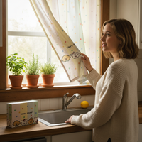Cartoon Dog Pattern Kitchen Curtain for Water Heater and Pipe Concealment