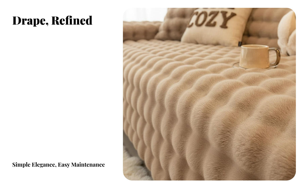 Scratch Resistant Wavy Velvety Fabric Sofa Cover Thickened Pet-Friendly Couch Blanket Winter Warm Home Nishing Soft and Comfortable for Dog Owners, Families, Homeowners, Living Room, Bedroom, on the Floor