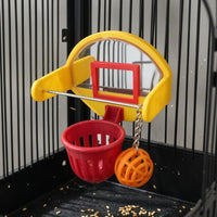 PVC Bird Enclosure Basketball Toy Perforated Ball Bird Basketball Toy Metal Support Bar Pet Accessory Mirrored