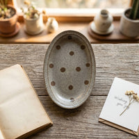 Oval Serving Plate Elegant Speckled Plate Handcrafted Dishware for Dessert, Coffee Break