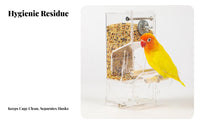 Clear Acrylic Cage Parrot Feeder Clear Automatic birds Feeder Leak-Resistant Acrylic birds Food Container for Cockatiels, Small Birds