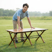 Roll up Camping Table Foldable Design Aluminum Folding Firm Table Structure for Campers, Backyard