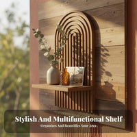 Arched Boho Panel Shelf Bohemian Look Arched Wooden Shelf Easy Installation House Decoration for Home Decorators, Home Residents, Bedroom, Hallway