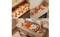 48 Pieces Mini Artificial Pumpkins Glossy Mini Faux Pumpkins Small Decorations for Window Displays, Table Centerpieces