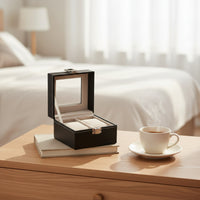 Watch Display Box Black Watch Case with Window Dustproof for Home Storage