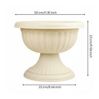 Goblet Planter Indoor Outdoor Use Ceramic Look Planter Double-Layer Design Decorative Plant Pot for Courtyard, Patio