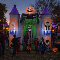 Outdoor Inflatable Archway with Curtain Lighted Inflatable Castle Archway Spooky Arch Giant for Yard, Garden, Party