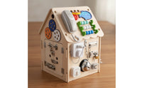 Educational Busy House Fine Motor Skills Wooden Busy House Multi-Functional Wooden Activity Cube for Toddlers, Preschoolers, Babies, Playroom, Daycare