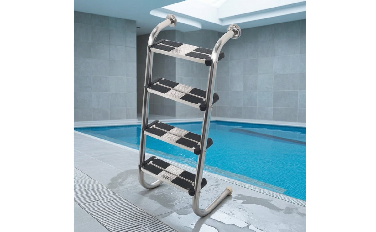 Rust Resistant Stainless Steel Pool Ladder Polished Swimming Pool Ladder Heavy Duty Sturdy