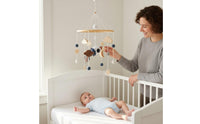 Spacecraft Crib Mobile Nordic Style Wooden Crib Visual Tracking Coordination for Infants, Infants