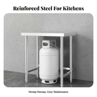 Stainless Steel Workbench Heavy-Duty Stainless Steel Prep Table High Load Capacity Commercial Food Prep Table for Caterers, Chefs, Bakery, Bar, Garage