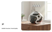 3/4 Open Face Helmet 3C Certified All Season Helmet Impact Resistant Shell Sheltering Headwear for Men, Women, Street Riding, Commuting