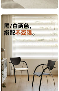 左下北欧餐椅现代简约客厅家用靠背椅中古设计师网红休闲餐桌椅子 米色软包坐垫