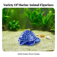 Fish Tank Decoration Glazed Finish Micro Landscape Ornament High-Temperature Fired Ceramic Turtle Figurine for Bonsai Enthusiasts, Terrarium, Desktop