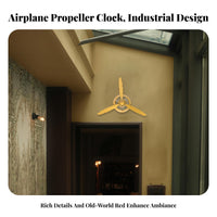 Airplane Propeller Clock Handmade Airplane Propeller Wall Clock Vintage Aviation Wall Art for Bar Owners, Restaurant