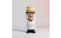 Chef Figurine with Cake Bakery Theme Chef Figurine Tabletop Decor for Culinary Artists, Chefs, Kitchen, Cafe, Restaurant