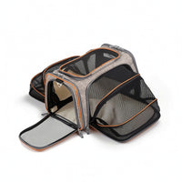 Breathable Pet Carrier with Expandable Mesh Collapsible Foldable Pet Carrier Portable Transport Tote Lightweight for Cats, Small Dogs
